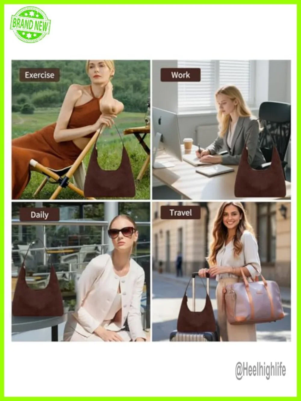 Women's Faux Leather Suede Tote Bag Shoulder Handbag Purse